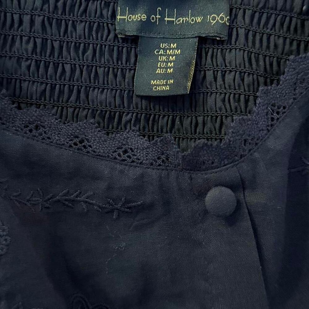 House of Harlow 1960 black embroidered crop blouse (M) - Picture 4 of 6
